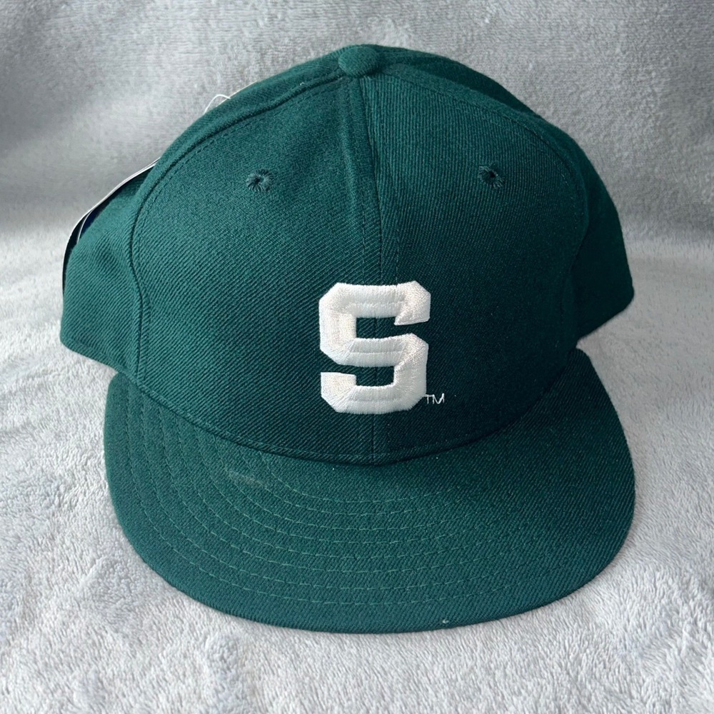 New Era 5950 Michigan State Spartans Hat Vintage 100% Wool Green Fitted 7 3/8 US